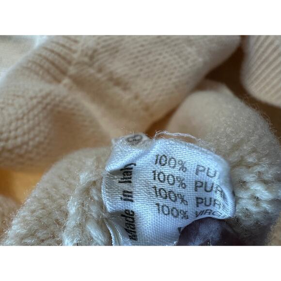 Vintage Capriccio 100% Wool Cream Cableknit Sweater, Made in Italy, Medium - Picture 7 of 9
